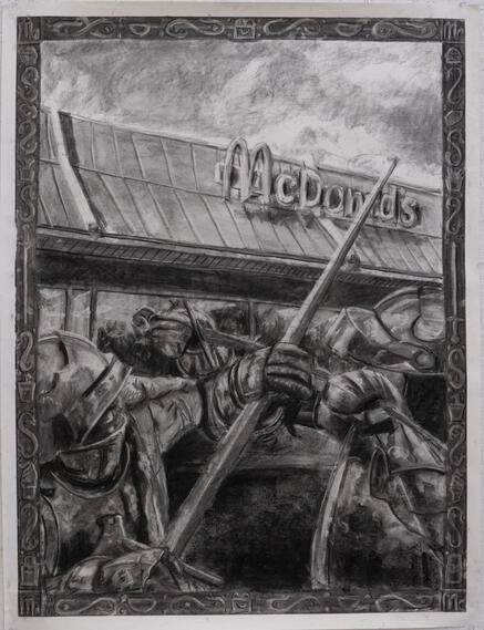 Rule of Seven Charcoal 32" x 34"